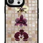 Mozaik Orkide tasarımlı Glossy telefon kılıfı, arkadan görünüm