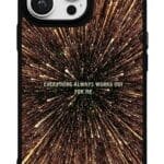 Altın Işıltı Motto tasarımlı Glossy telefon kılıfı, arkadan görünüm