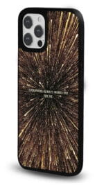 Altın Işıltı Motto tasarımlı Glossy telefon kılıfı, yandan görünüm
