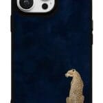 Lacivert Leopar 777 tasarımlı Glossy telefon kılıfı, arkadan görünüm