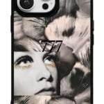 Vintage Kolaj 777 tasarımlı Glossy telefon kılıfı, arkadan görünüm