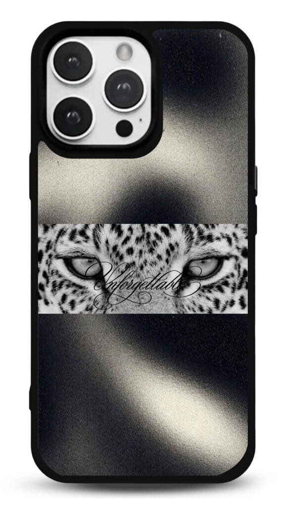 Unforgettable Leopar tasarımlı Glossy telefon kılıfı, arkadan görünüm