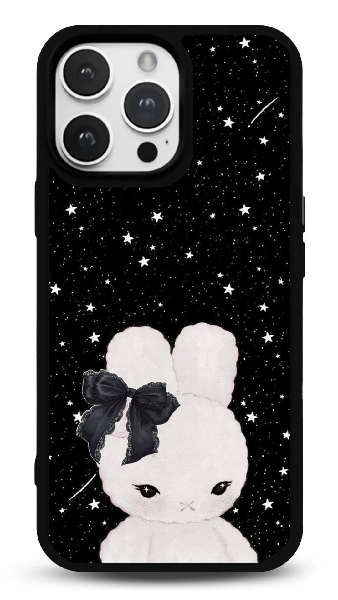 MDW-GS-022 Yıldızlı Fiyonklu Tavşan Gloosy Telefon Kılıfı - Görsel 1