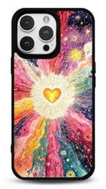 Işıyan Kalp tasarımlı Glossy telefon kılıfı, arkadan görünüm