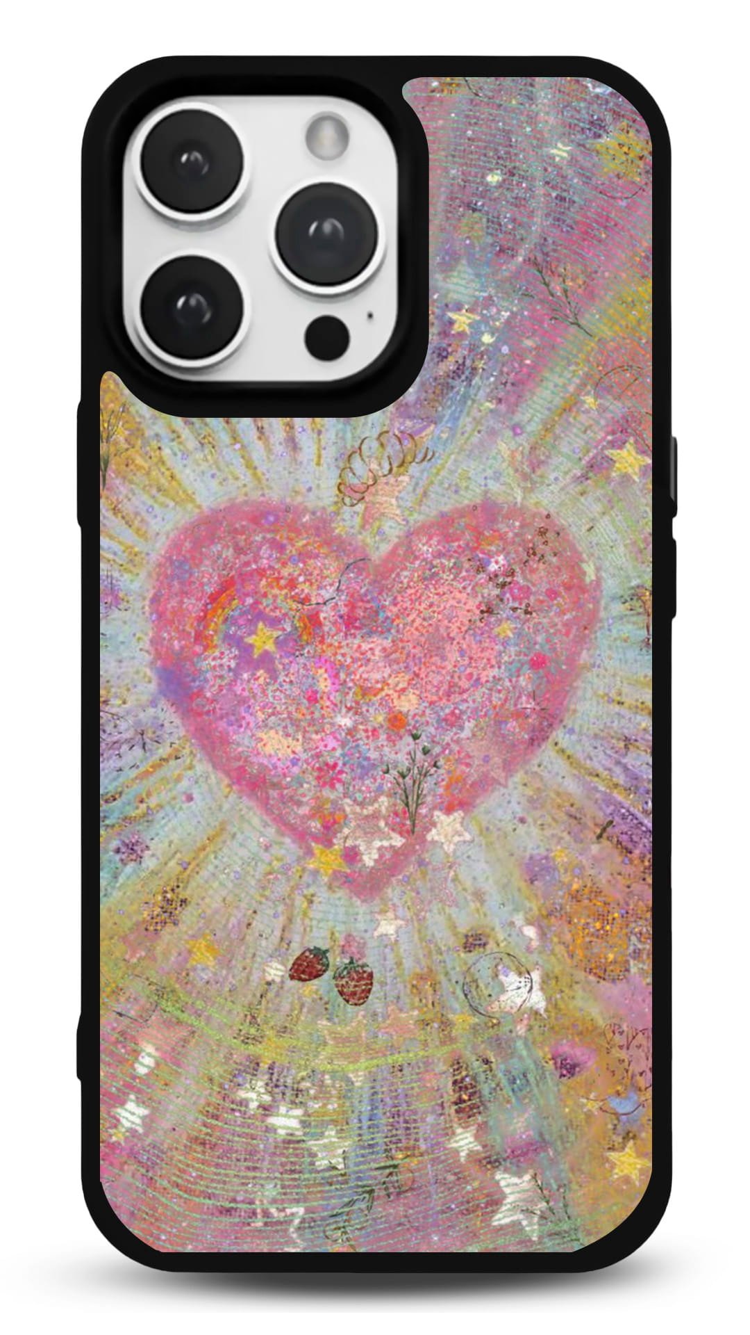 MDW-GS-031 Çiçekli Kalp Gloosy Telefon Kılıfı - Görsel 1