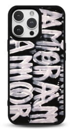 Amor Grafiti tasarımlı Glossy telefon kılıfı, arkadan görünüm
