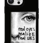 Real Eyes Realize Real Lies tasarımlı Glossy telefon kılıfı, arkadan görünüm