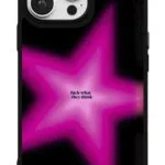 Neon Pembe Yıldız Gloosy Telefon Kılıfı
