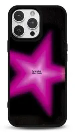 Neon Pembe Yıldız Gloosy Telefon Kılıfı
