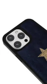 Lacivert Leopar Yıldız Gloosy Telefon Kılıfı - Görsel 3