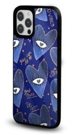 Lacivert Kalp Gözler Glossy Telefon Kılıfı - Görsel 2