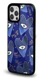 Lacivert Kalp Gözler Gloosy Telefon Kılıfı - Görsel 2