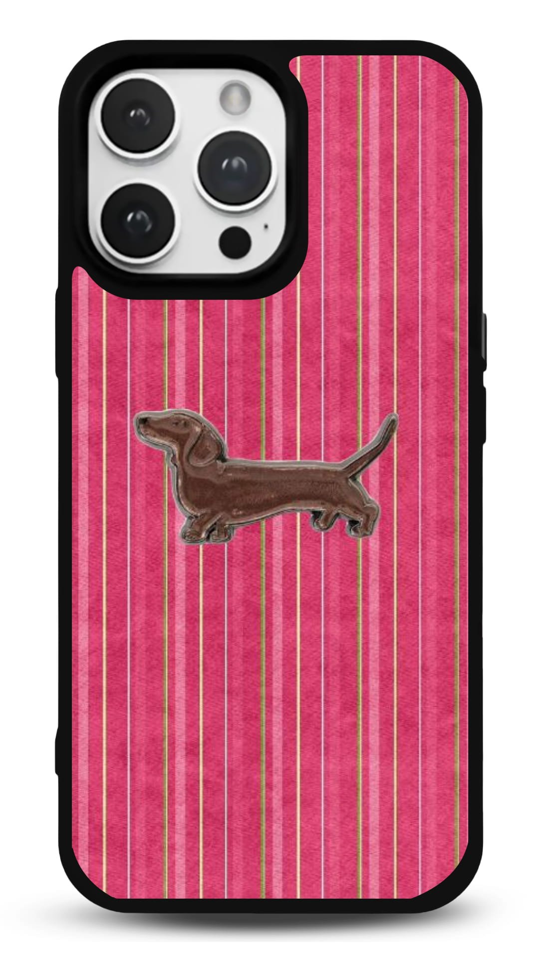 MDW-GS-077 Pembe Çizgili Sosis Köpek Gloosy Telefon Kılıfı - Görsel 1