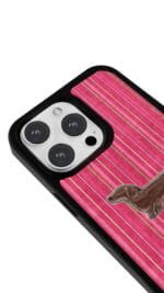 Pembe Çizgili Sosis Köpek Glossy Telefon Kılıfı - Görsel 3