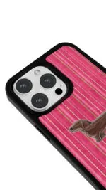 Pembe Çizgili Sosis Köpek Gloosy Telefon Kılıfı - Görsel 3