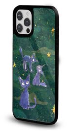 Yıldızlı Mavi Kediler Gloosy Telefon Kılıfı - Görsel 2