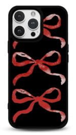 Kırmızı Fiyonklar tasarımlı Glossy telefon kılıfı, arkadan görünüm