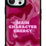Main Character Energy tasarımlı Glossy telefon kılıfı, arkadan görünüm