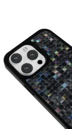 Siyah Mozaik Cam Gloosy Telefon Kılıfı - Görsel 3
