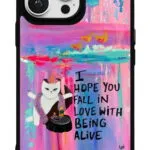 Mutlu Kedi Motto Gloosy Telefon Kılıfı