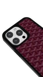 Bordo Chevron Doku Gloosy Telefon Kılıfı - Görsel 3