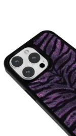 Mor Zebra Kürk Gloosy Telefon Kılıfı - Görsel 3