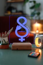 Kadınlar Günü Hediyesi Özel 3D Masaüstü Led Lamba - Görsel 6