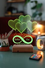 Sevgiliye Hediye 4 Kalpli & Sonsuzluk Tasarımlı 3D Led Lamba - Görsel 5