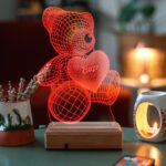 Kişiye Özel 3D Aşk Ayıcık 16 Renk Dekoratif Led Lamba