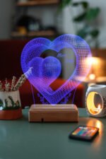 Sevgiliye Hediye Aşk ve Sonsuzluk 3D 16 Renk Dekoratif Led Lamba - Görsel 3