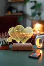 Sevgiliye Hediye 3D Oklu Kalp Seni Seviyorum 16 Renk Dekoratif Led Lamba