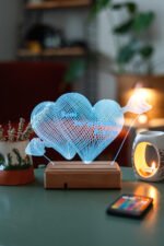 Sevgiliye Hediye 3D Oklu Kalp Seni Seviyorum 16 Renk Dekoratif Led Lamba - Görsel 2