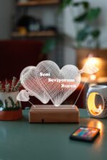 Sevgiliye Hediye 3D Oklu Kalp Seni Seviyorum 16 Renk Dekoratif Led Lamba - Görsel 5