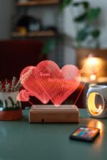 Sevgiliye Hediye 3D Oklu Kalp Seni Seviyorum 16 Renk Dekoratif Led Lamba - Görsel 7