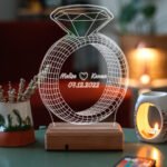 Sevgiliye Hediye Tektaş Yüzük 3D 16 Renk Dekoratif Led Lamba