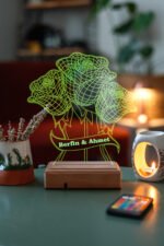 Sevgiliye Hediye 3D 16 Renk Dekoratif Led Lamba 3 Gül - Görsel 5