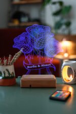 Sevgiliye Hediye 3D 16 Renk Dekoratif Led Lamba 3 Gül - Görsel 6