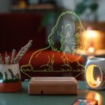 Kişiye Özel Kalp ve Köpek 3D 16 Renk Dekoratif Led Lamba