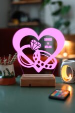 Sevgiliye Özel Pırlanta Yüzük ve Kalp 3D 16 Renk Dekoratif Led Lamba - Görsel 7