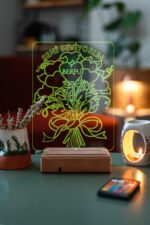 Kişiye Özel 3D Aşk Çiçek 16 Renk Dekoratif Led Lamba - Görsel 3