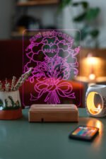 Kişiye Özel 3D Aşk Çiçek 16 Renk Dekoratif Led Lamba - Görsel 7