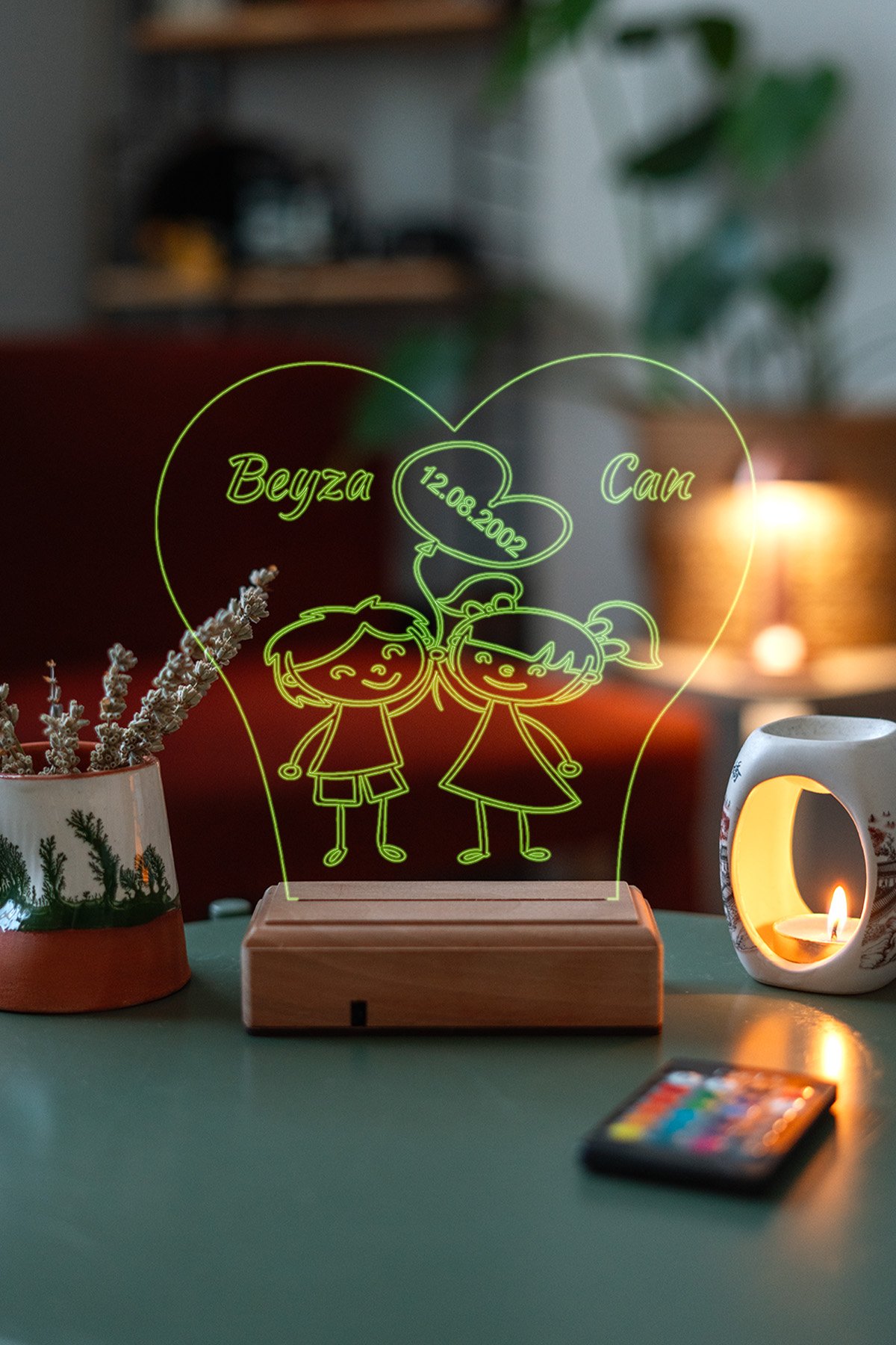 MDW-LV-1360 Kişiye Özel 3D Aşk Balonu 16 Renk Dekoratif Led Lamba - Görsel 1