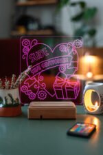 Kişiye Özel 3D Kalp&Hediye Seni Seviyorum Dekoratif Led Lamba