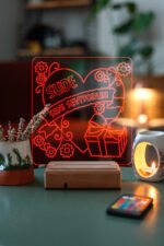 Kişiye Özel 3D Kalp&Hediye Seni Seviyorum Dekoratif Led Lamba - Görsel 2