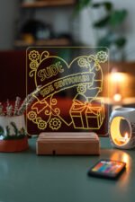 Kişiye Özel 3D Kalp&Hediye Seni Seviyorum Dekoratif Led Lamba - Görsel 3