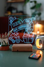 Kişiye Özel 3D Kalp&Hediye Seni Seviyorum Dekoratif Led Lamba - Görsel 4