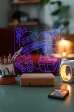 Kişiye Özel 3D Kalp&Hediye Seni Seviyorum Dekoratif Led Lamba - Görsel 5
