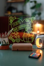 Kişiye Özel 3D Kalp&Hediye Seni Seviyorum Dekoratif Led Lamba - Görsel 6