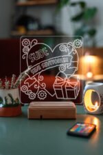Kişiye Özel 3D Kalp&Hediye Seni Seviyorum Dekoratif Led Lamba - Görsel 7