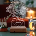Kişiye Özel 3D 3 Gül ve Sonsuzluk 16 Renk Dekoratif Led Lamba